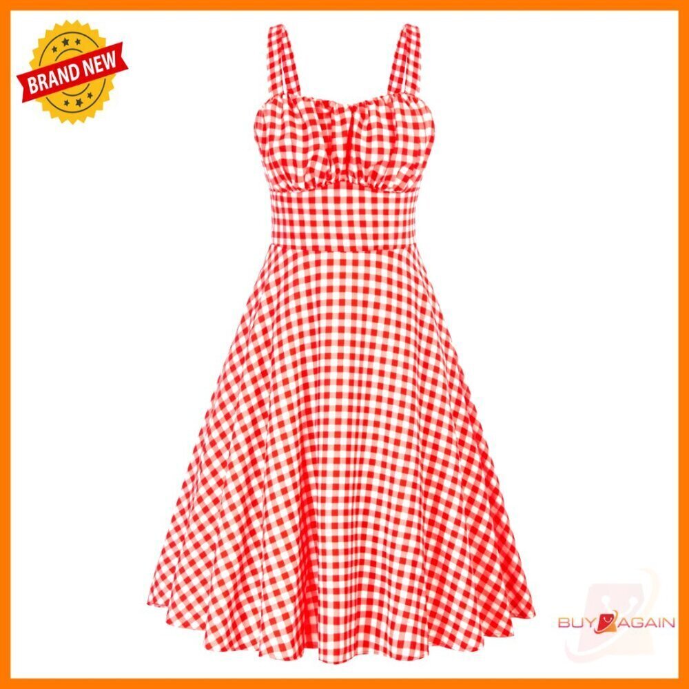 Vintage Floral A-Line Midi Dress Sleeveless Elegant Wedding Guest Cocktail